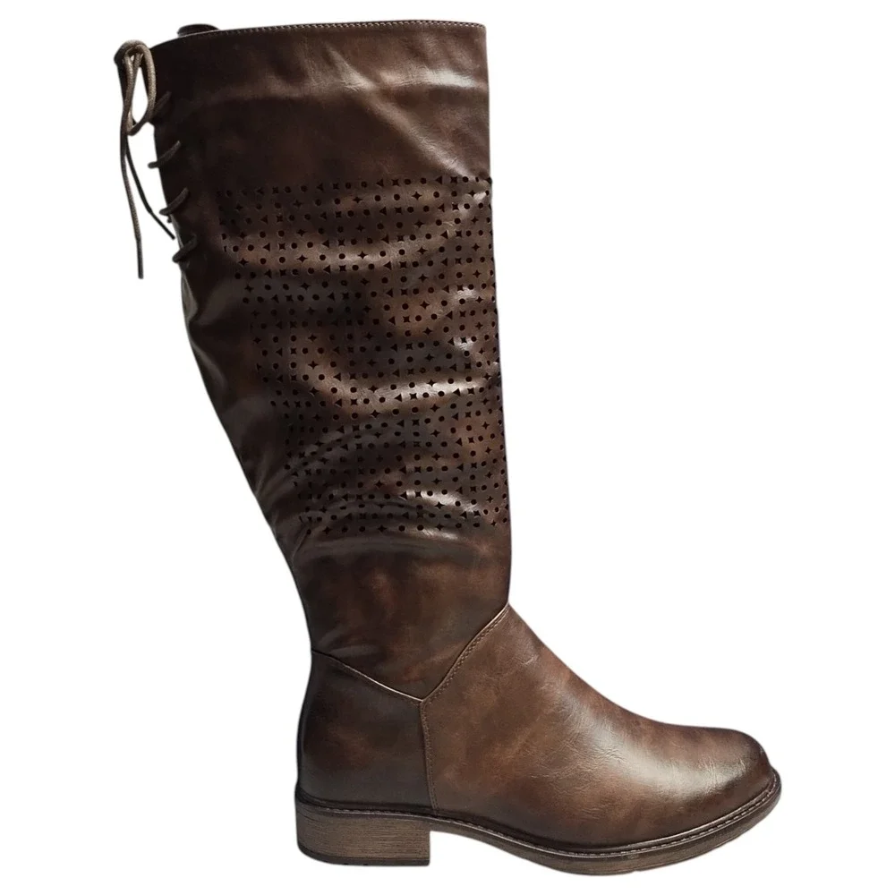 Barcelona-6 Boots‎ Womens Size 8.5W Brown Leather Waterproof Round Toe Side Zip