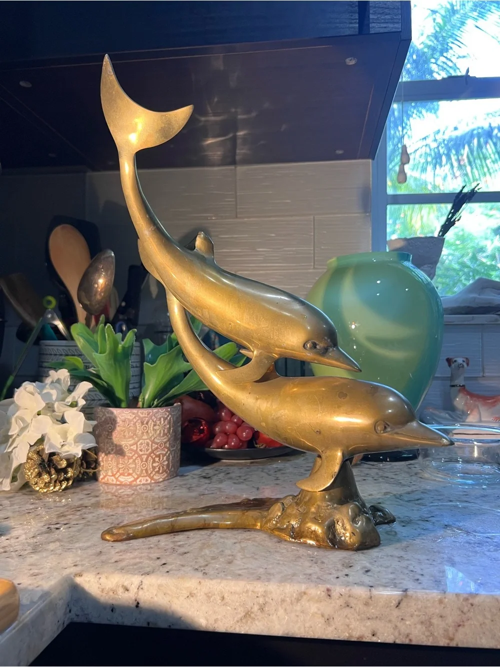 Vintage brass dolphin