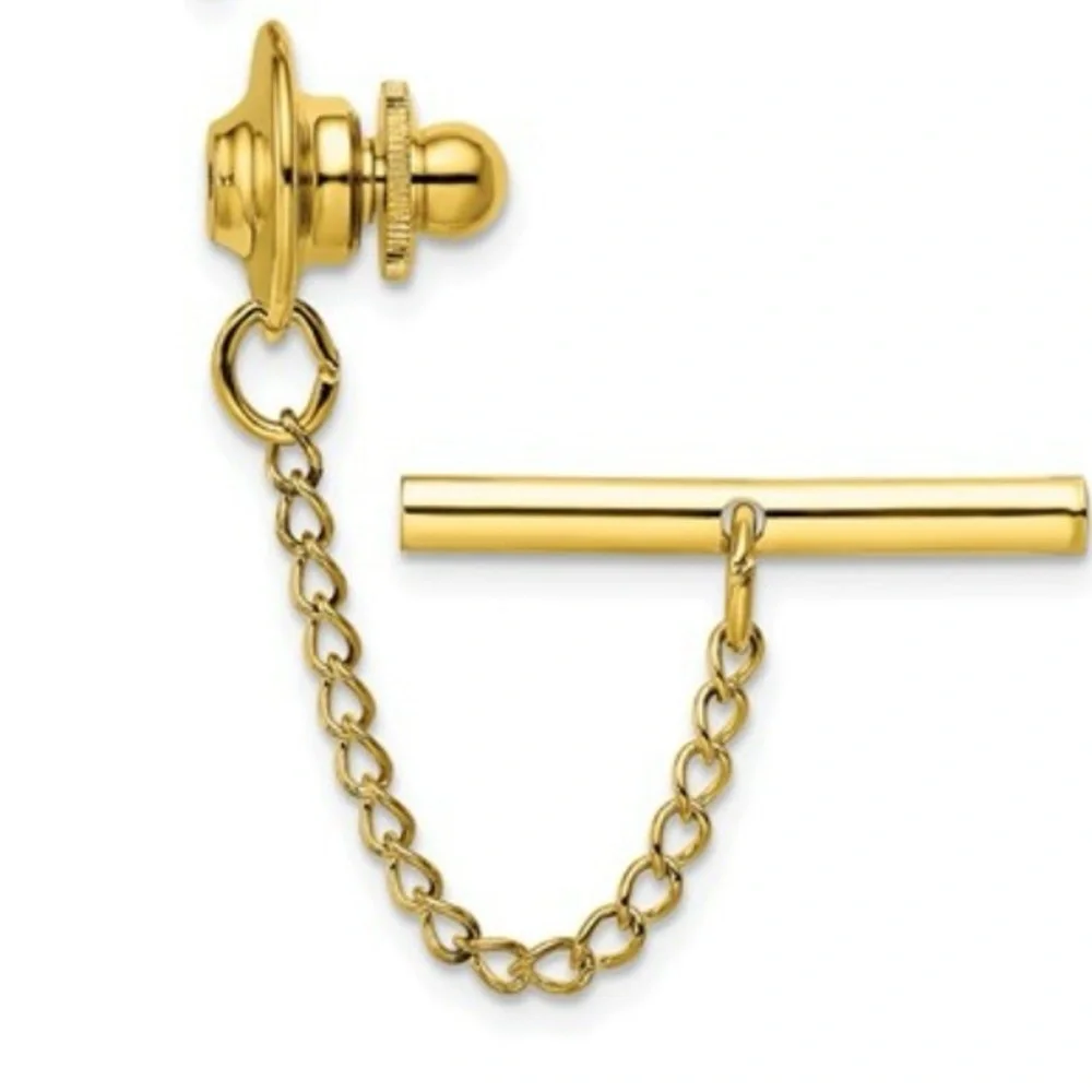 Vintage Masonic 1/20 10K GP  Tie Tack with Safety Chain Excelsior Lodge Pin 3D