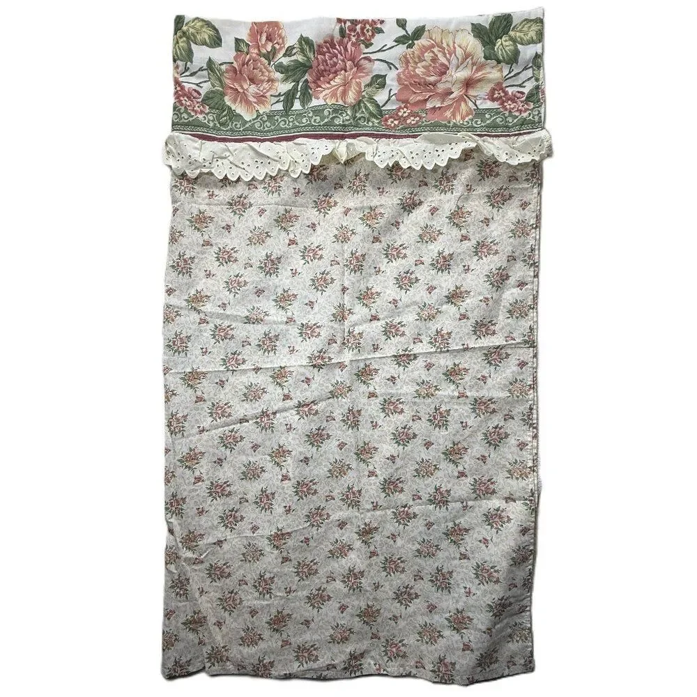 Cute Vintage Floral Curtains 2 Panels Cottagecore Lace Farmhouse Drapes