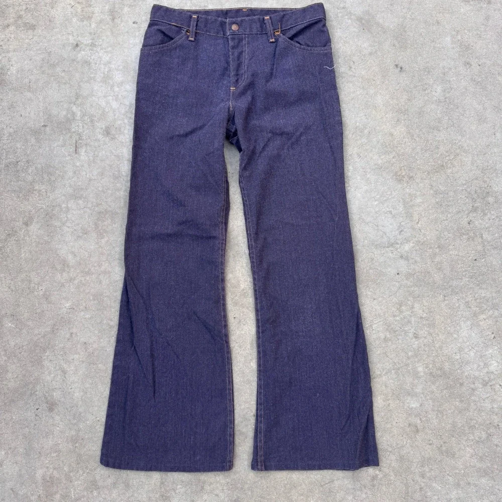 Vintage 70s Levis 517 Orange Tab Bell Bottom Flared Jeans Dark‎ Wash NO WASH