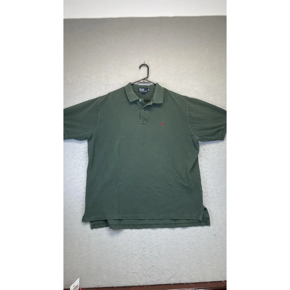 Polo Ralph Lauren Polo Shirt Mens 2XL Green Red‎ Pony Logo Cotton Pique