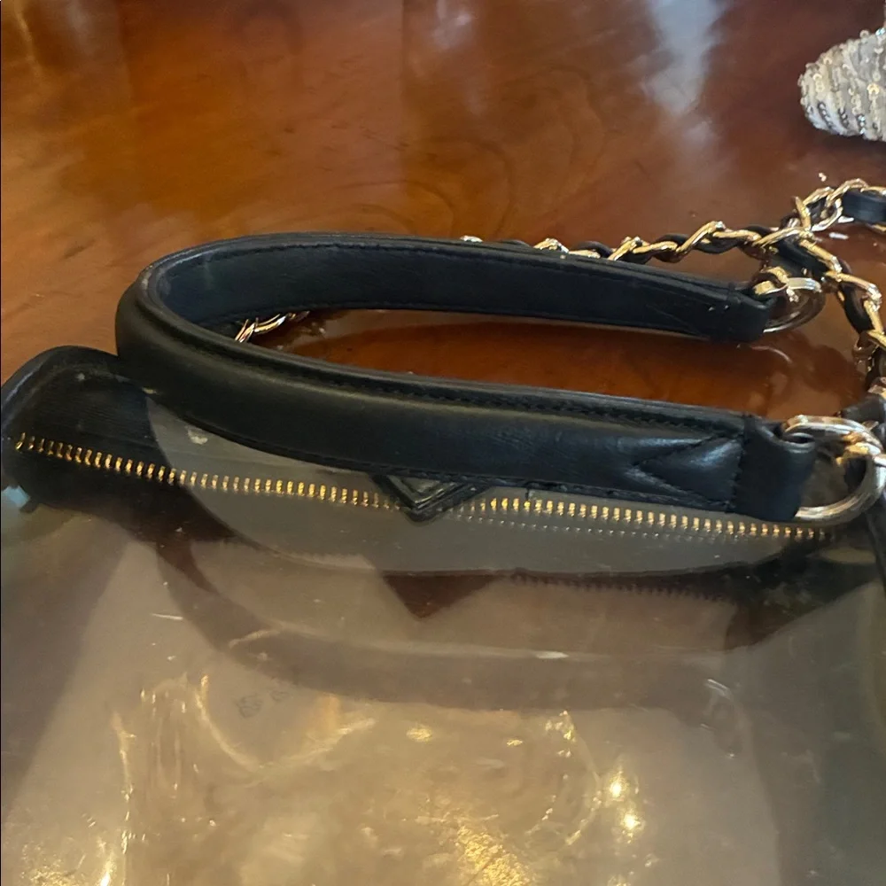 Kelly Wynne Clear “Mingle Mingle Mini” Purse Navy Real Leather Crossbody Bag