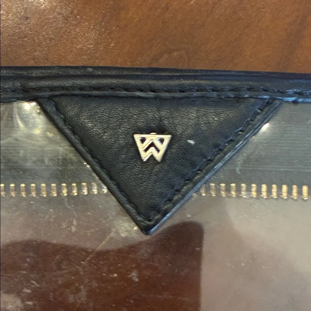 Kelly Wynne Clear “Mingle Mingle Mini” Purse Navy Real Leather Crossbody Bag