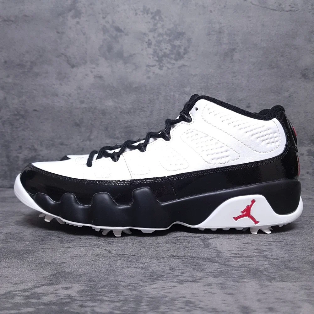 NIKE AIR JORDAN 9 Low‎ Golf Shoes Mens 9.5 White Black Red FJ5934-100 Nby