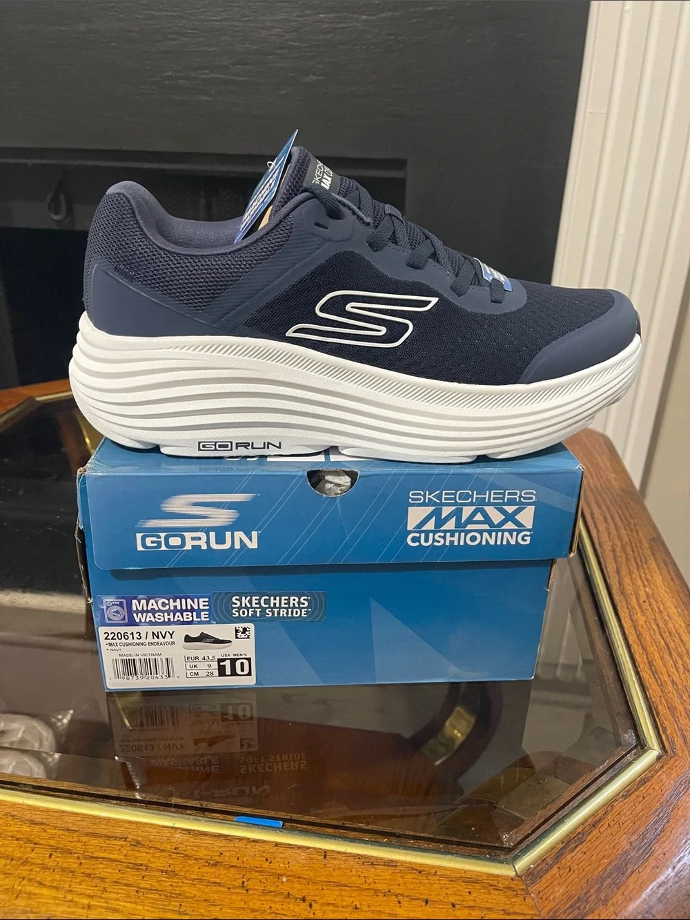 Skechers Navy and White GO RUN Max Cushioning Sneaker