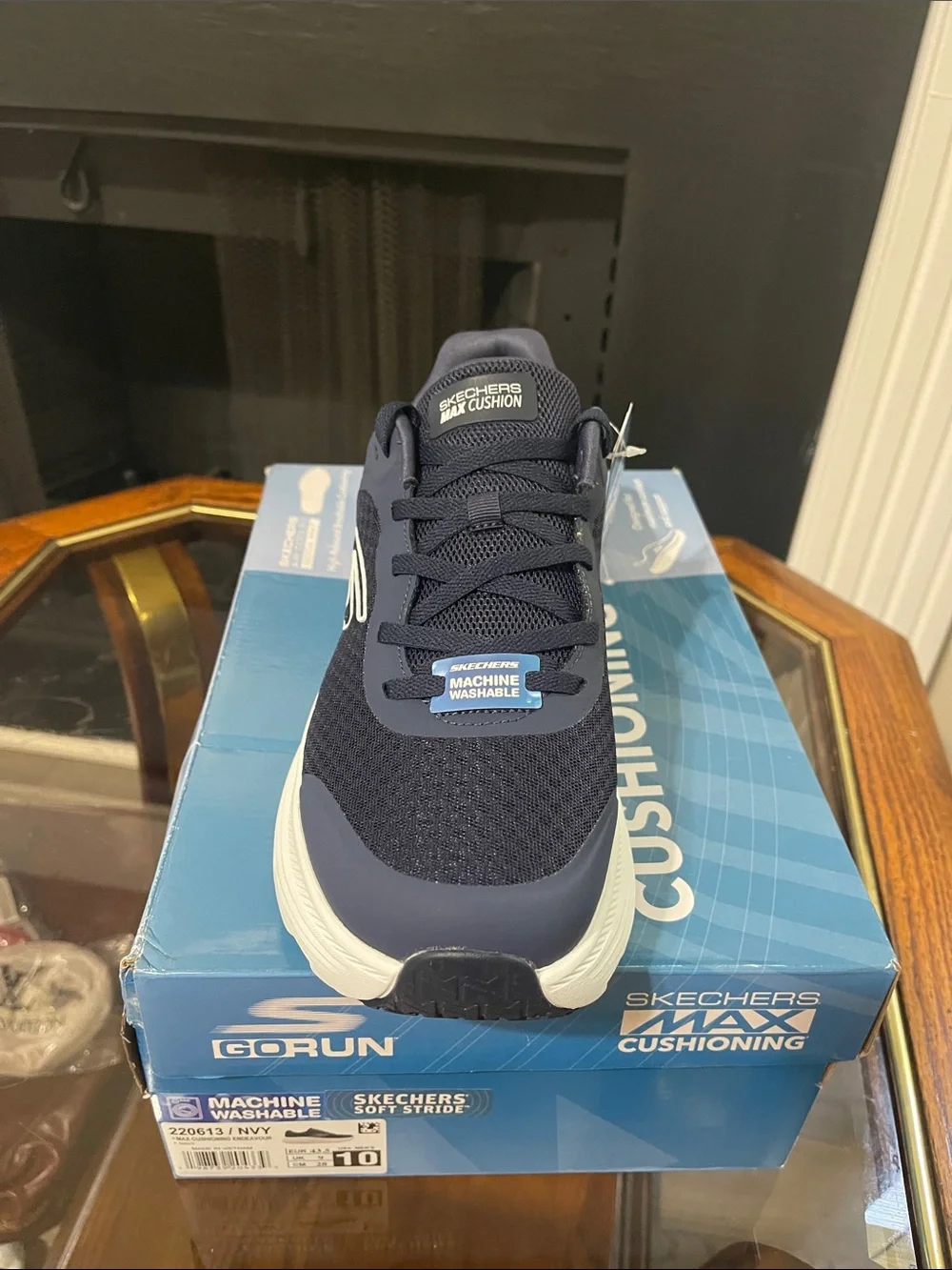 Skechers Navy and White GO RUN Max Cushioning Sneaker