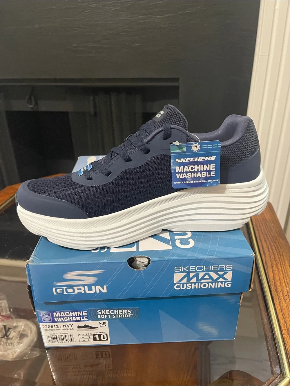 Skechers Navy and White GO RUN Max Cushioning Sneaker
