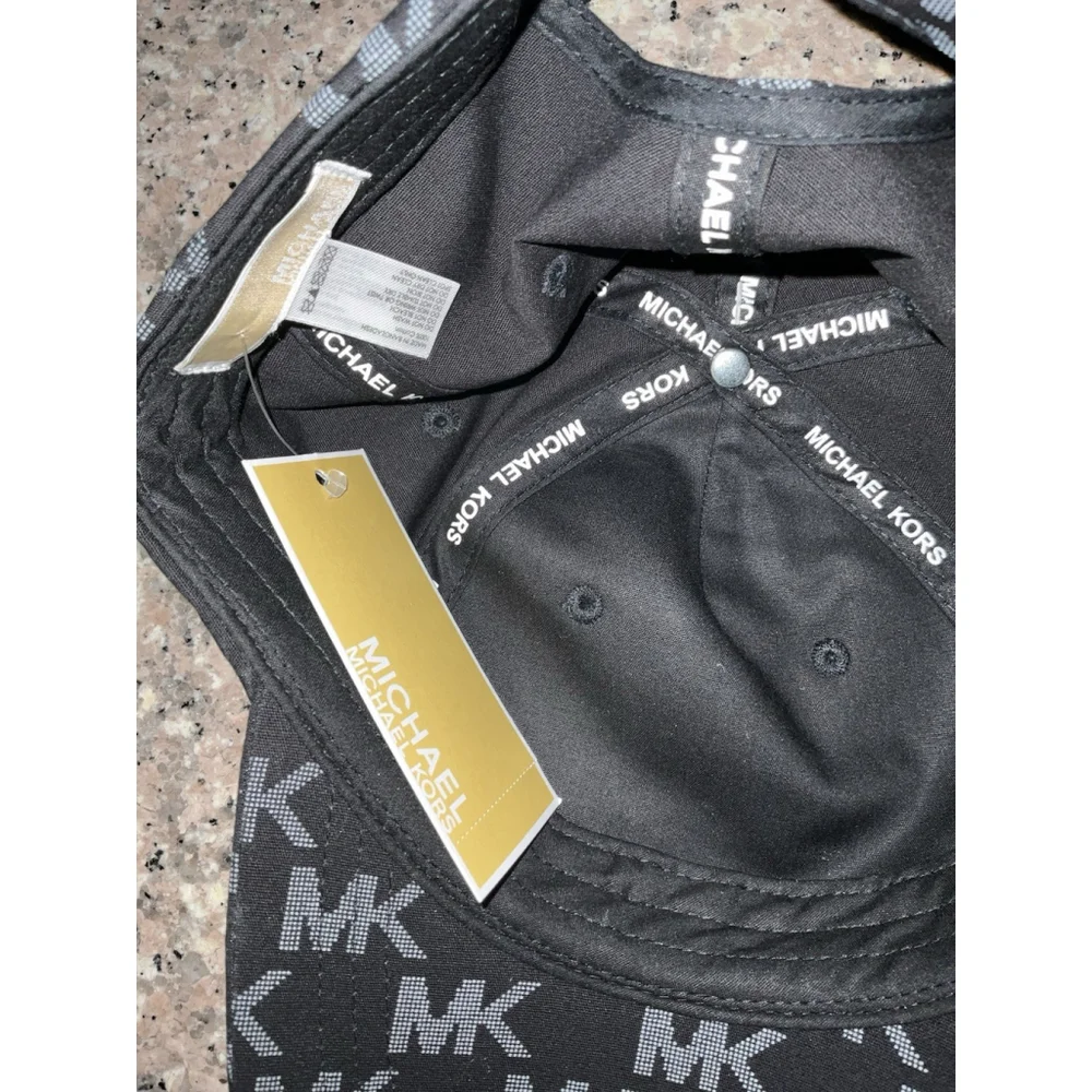 Michael Kors MK Logo Black Baseball Cap Hat One Size NWT MSRP $68.00