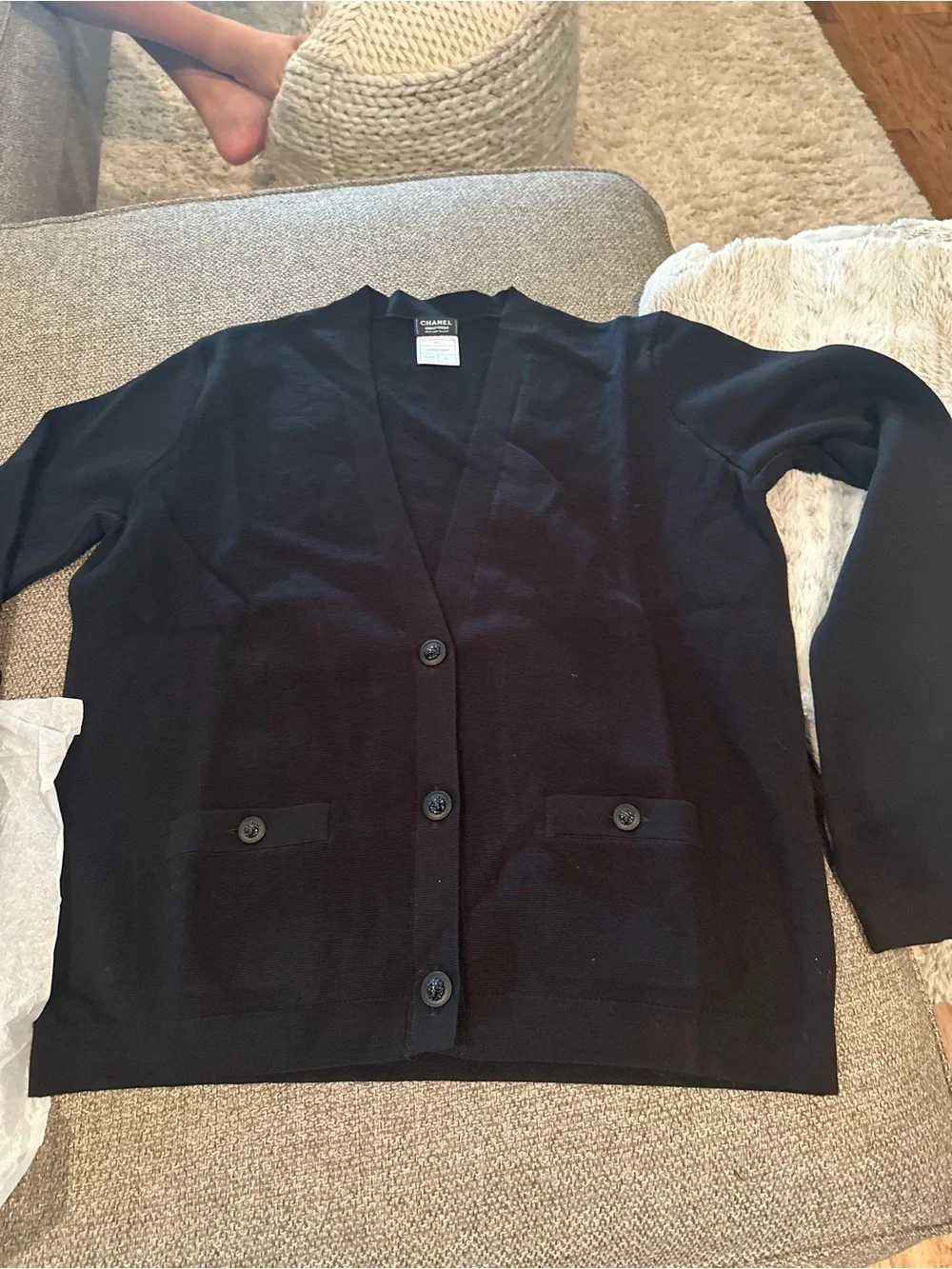 Chanel Classic Black Button-Front Cardigan