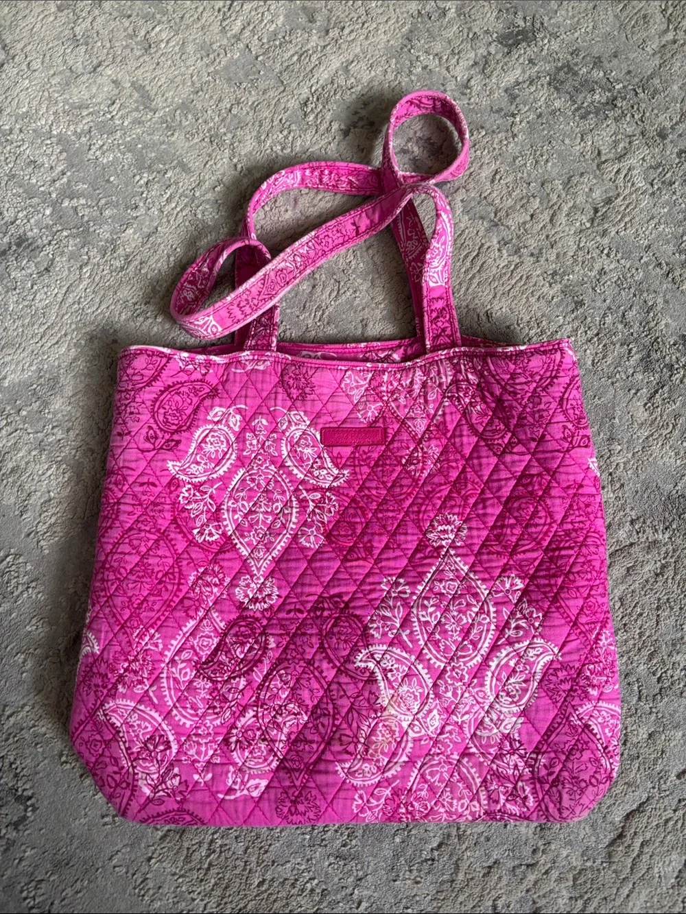 Vera Bradley Quilted Paisley Tote in Bright Pink