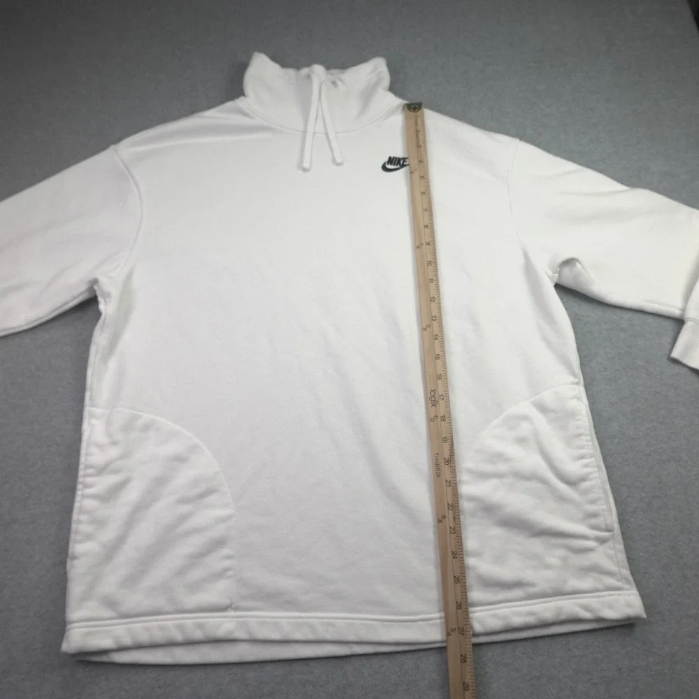 Nike Sweatshirt Womens Small White Funnel Neck Athleisure Pullover Logo