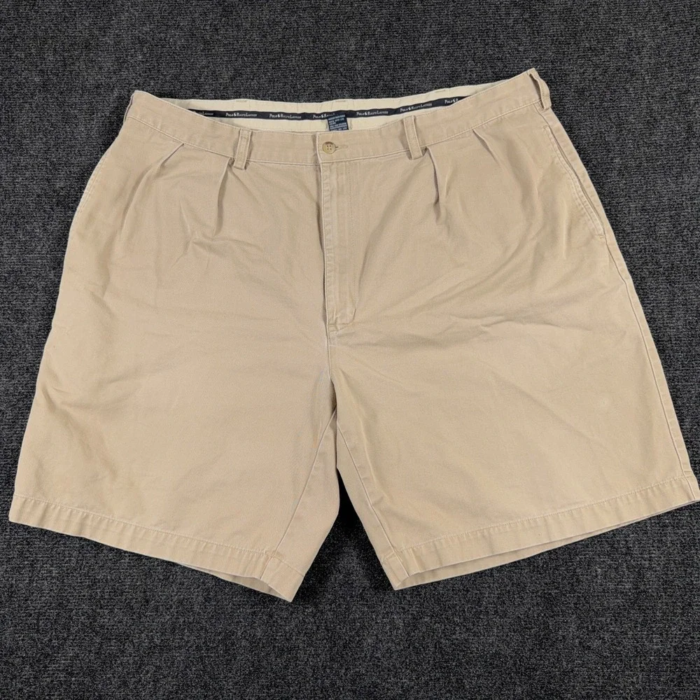 Polo Ralph Lauren Chino Shorts Pleated Cotton Twill 42 Khaki Tan Mens Casual‎