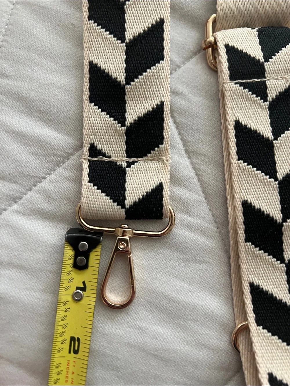 Canvas strap replacement chevron cream and black adjustable guitar strap