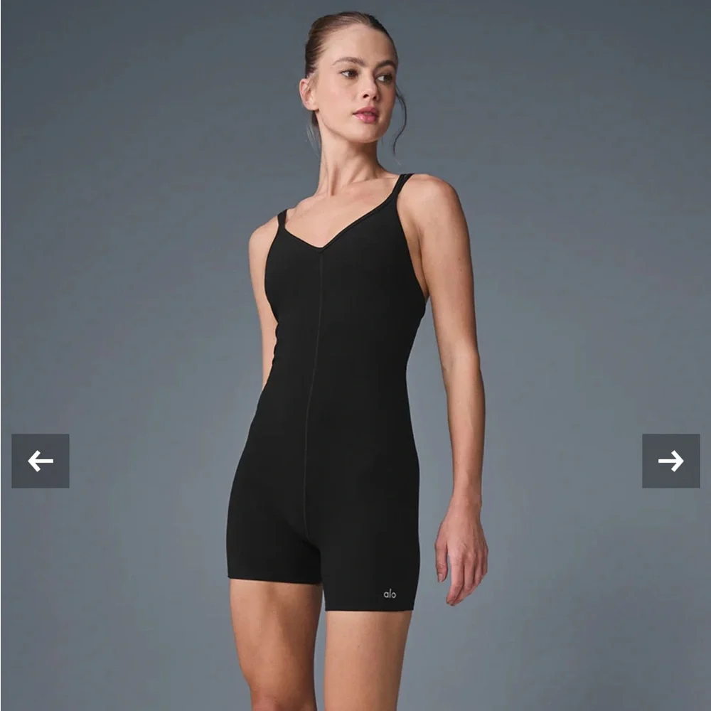 ALO Yoga Black Fitted Romper Jumpsuit
