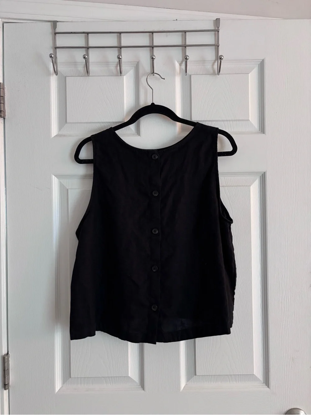 J. Crew Black Sleeveless Crewneck Linen Tank