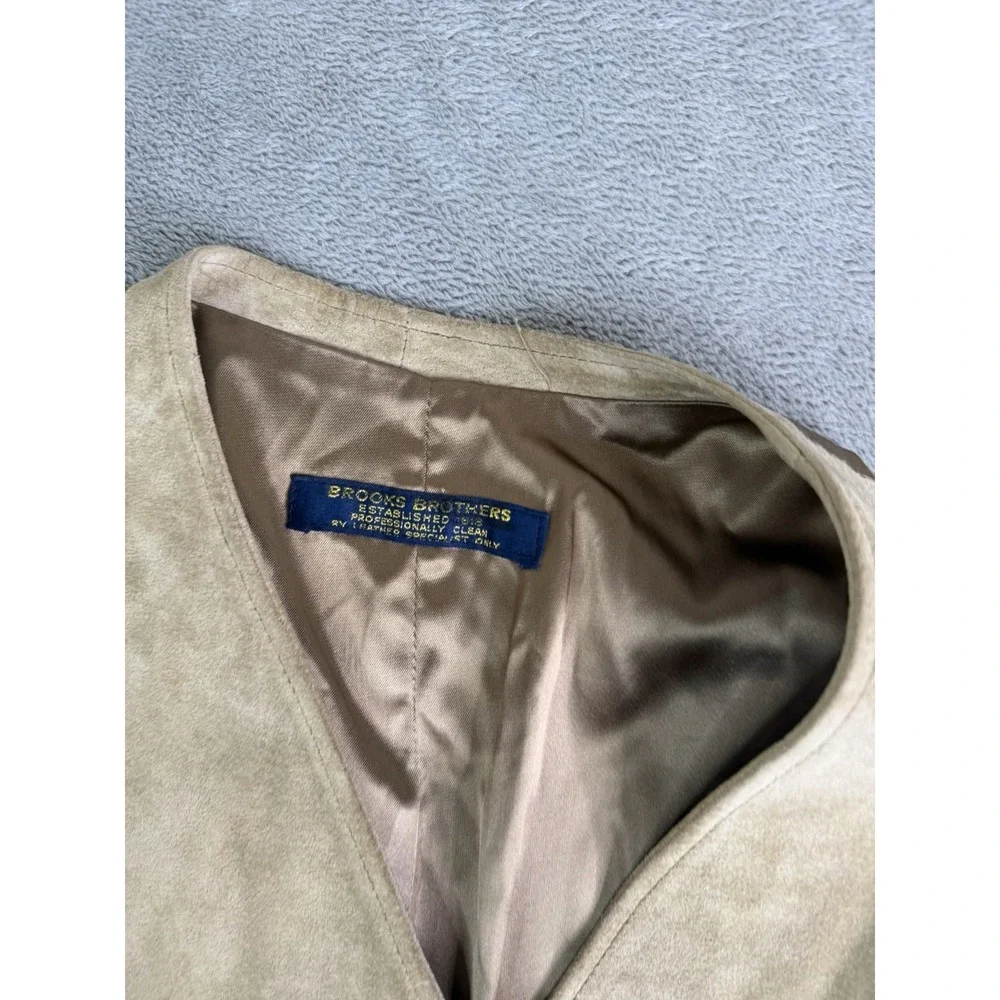 Vintage Brooks Brothers Suede Leather Vest Men's Size Medium Beige