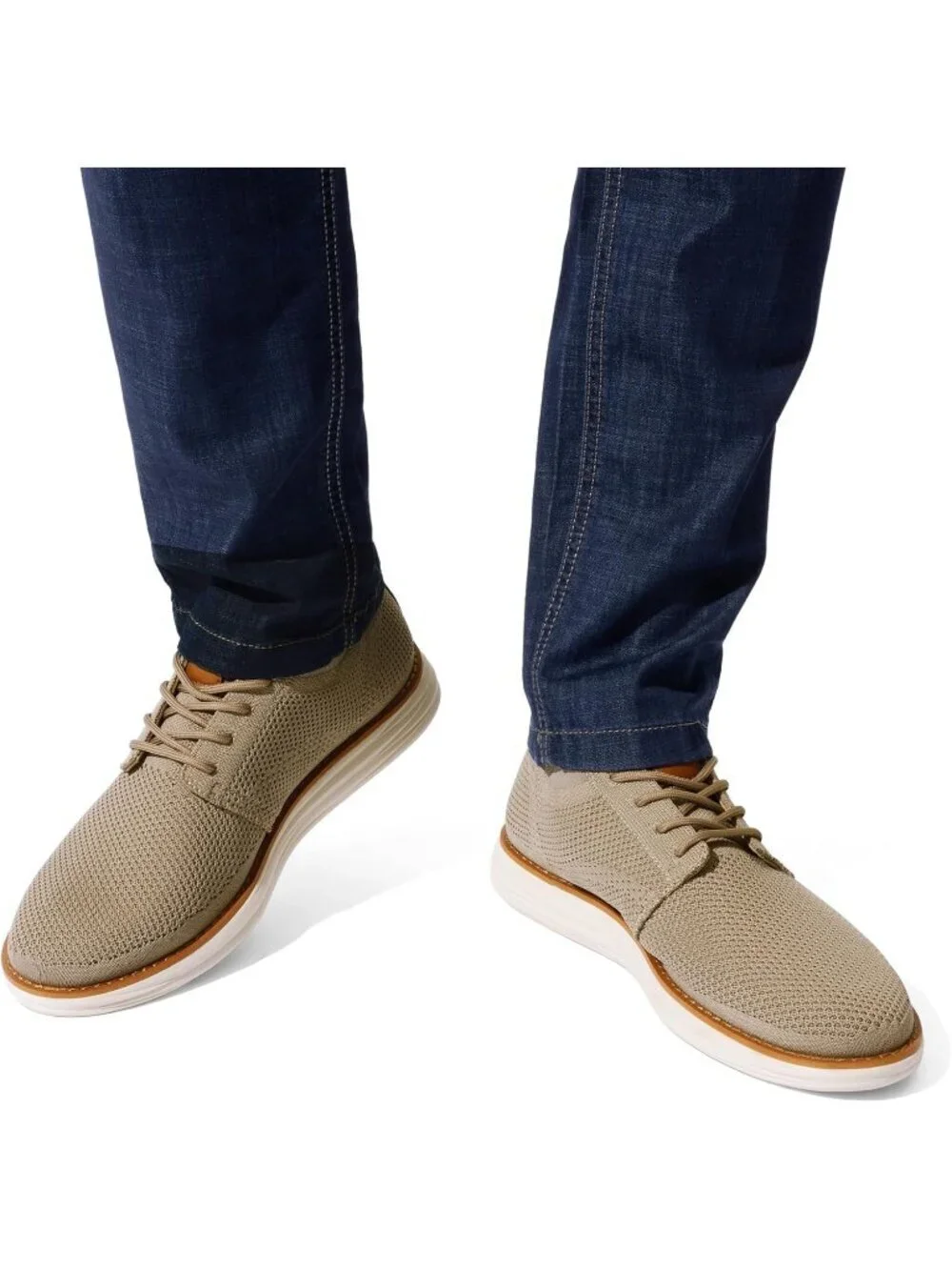 Bruno Marc Men's Khaki Ethylene Vinyl Acetate Lace up Lightweight Sneakers