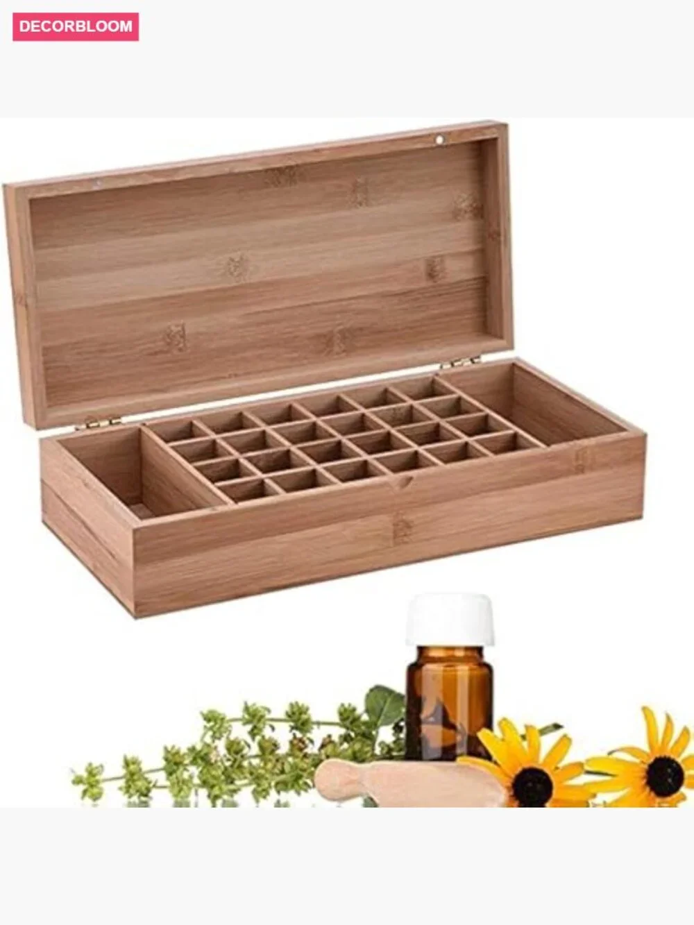 Essential Oil Wooden Storage Box Travel Case Holds 26 Bottles