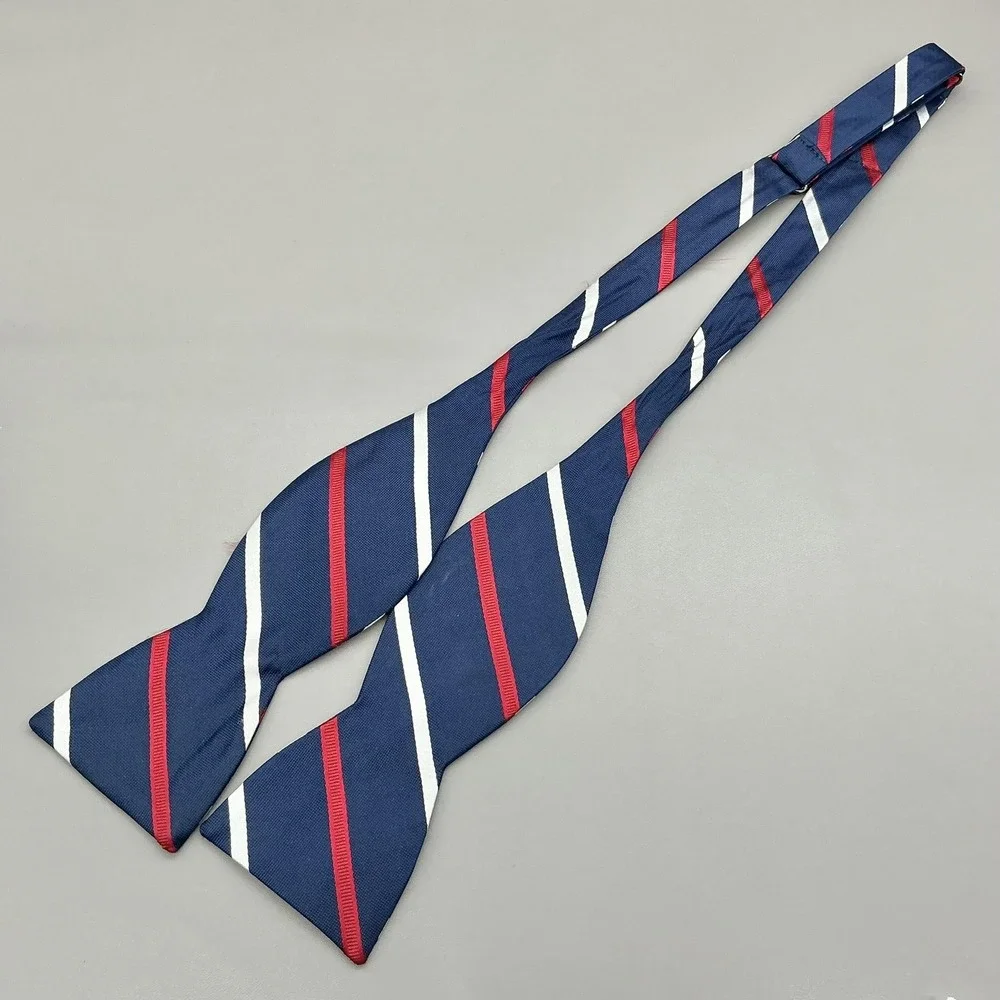 Beau Ties Ltd Bow Tie Mens One Size Blue Striped Silk USA Pointed Adjustable