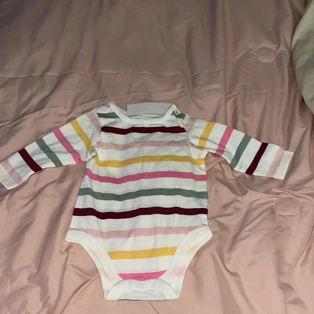 Baby Striped Long-Sleeve One-Piece Bodysuit - Multicolor