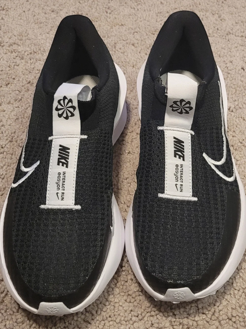 Nike Black and White Slip-On Running Shoes