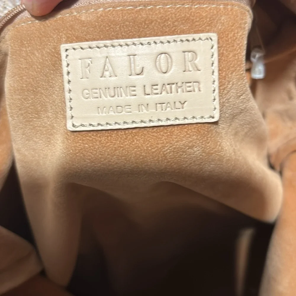FALOR leather sunflower stamped bag