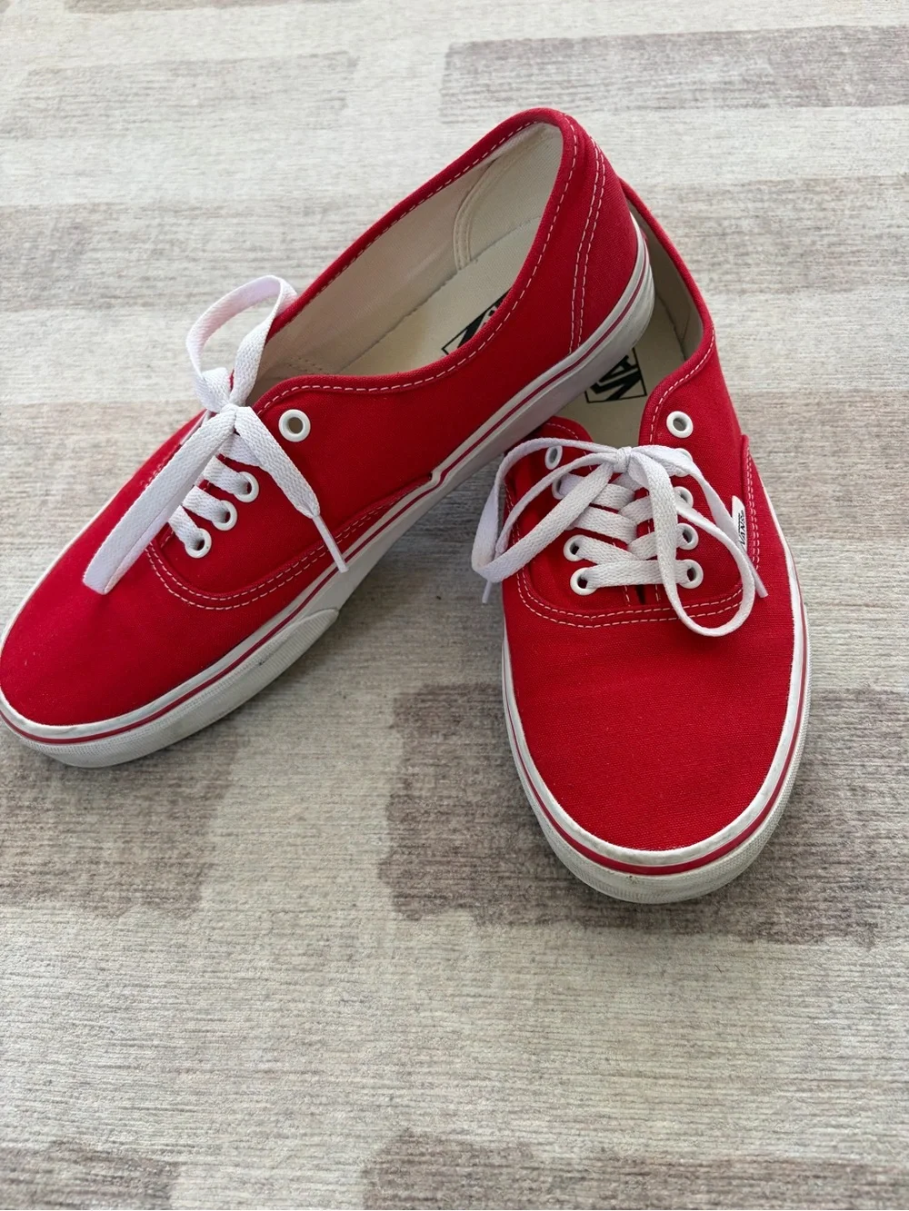 Vans red canvas white