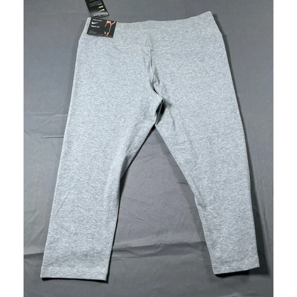 Nike Dri-FIT Gray Orange Swoosh Cropped Leggings Womens XL New With Tags