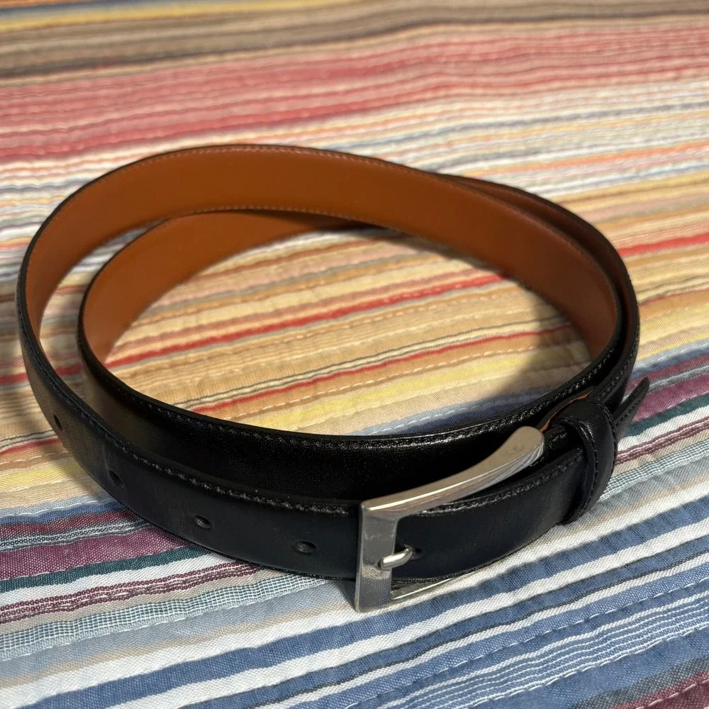 Brooks Brothers 346 Mens Black Leather Dress Belt Made in Italy Size 42/105