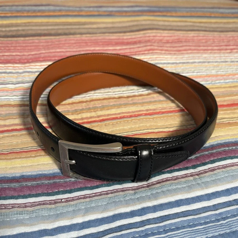 Brooks Brothers 346 Mens Black Leather Dress Belt Made in Italy Size 42/105