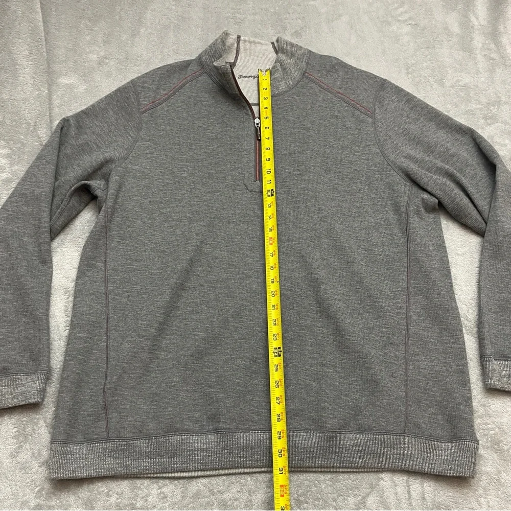 Tommy Bahama 1/4 Zip Pullover Gray Heather Mens Sweater Size XXL Reversible