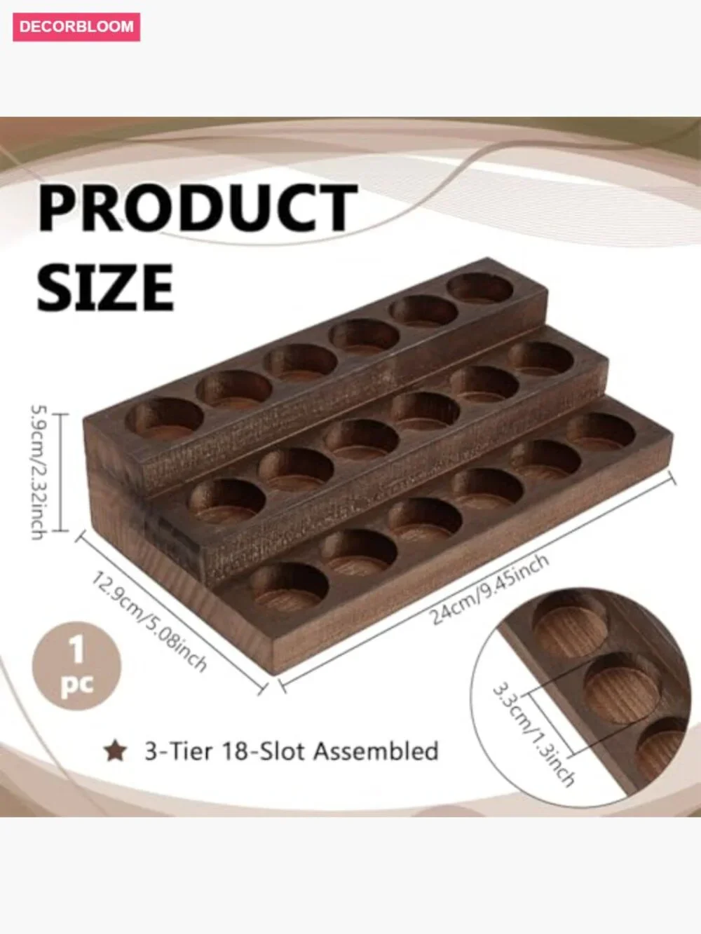 Wooden 3-Tier 18 Slots Essential Oil Organizer Display Stand