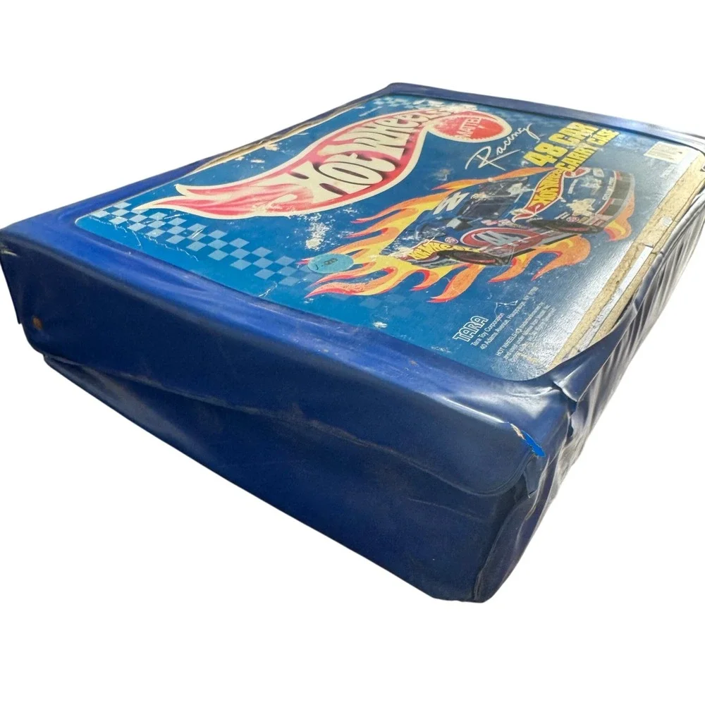 Vintage 1997 Hot Wheels Racing 48 Car Carry Case Tara Toy Blue with 24 Cars