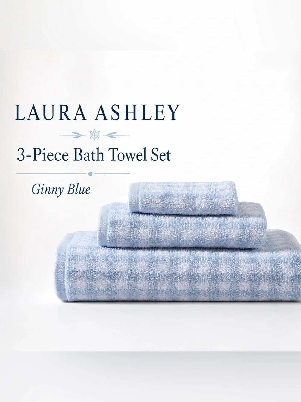 Laura Ashley - Bath Towels, Absorbent & Fade Resistant Cotton Ginny Blue,3-Piece