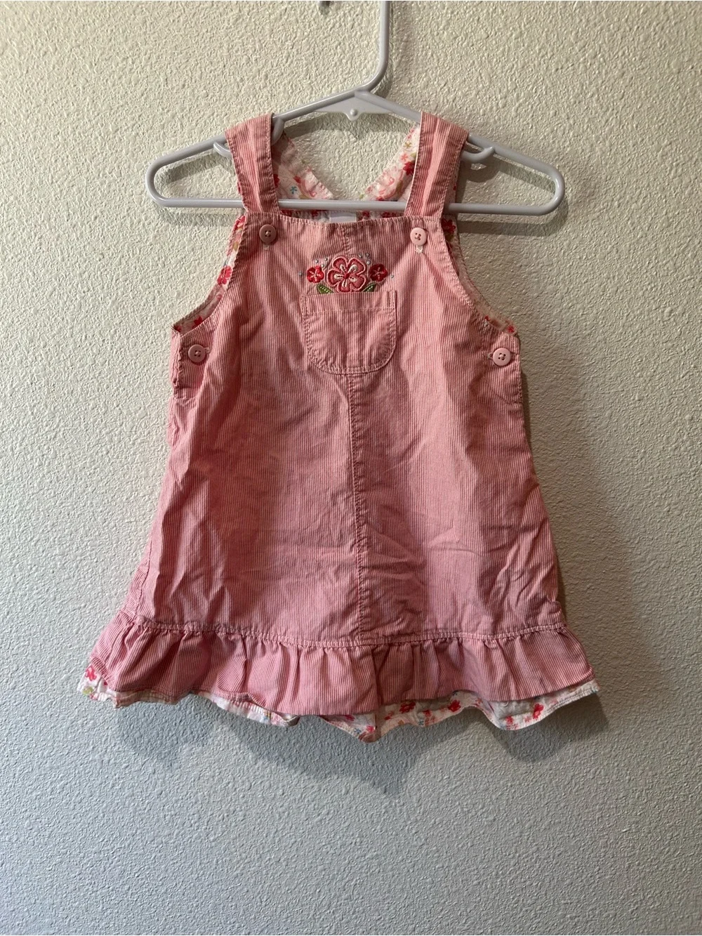 Pink Floral-Trim Girls Dress