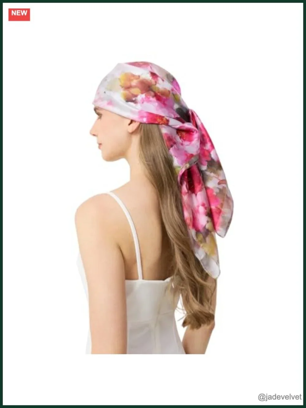 100% Mulberry Silk Square Scarf 35'' - Hair Wraps & Neck Scarves