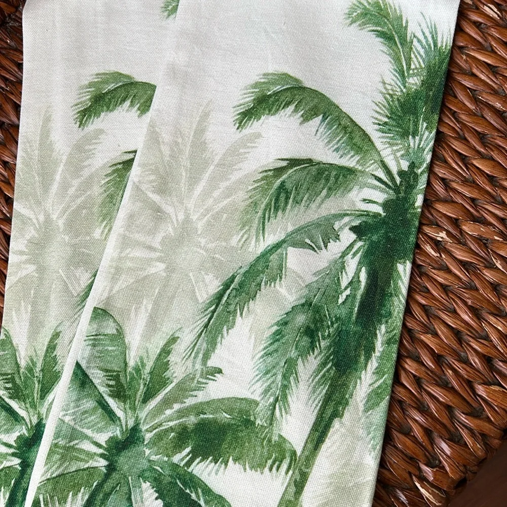 Pottery Barn vintage palm tree kitchen towels set/2
