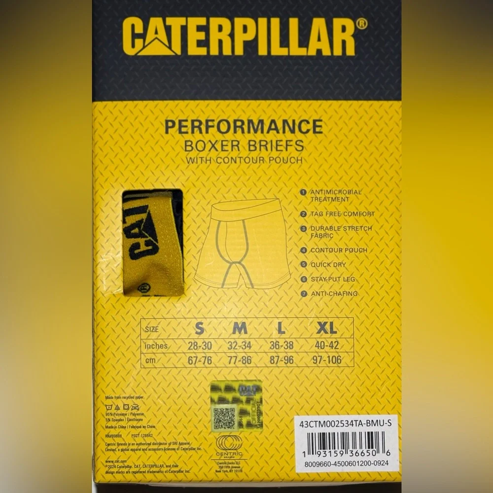 Caterpillar CAT Men’s Performance Boxer Briefs contour pouch underwear 4-pack