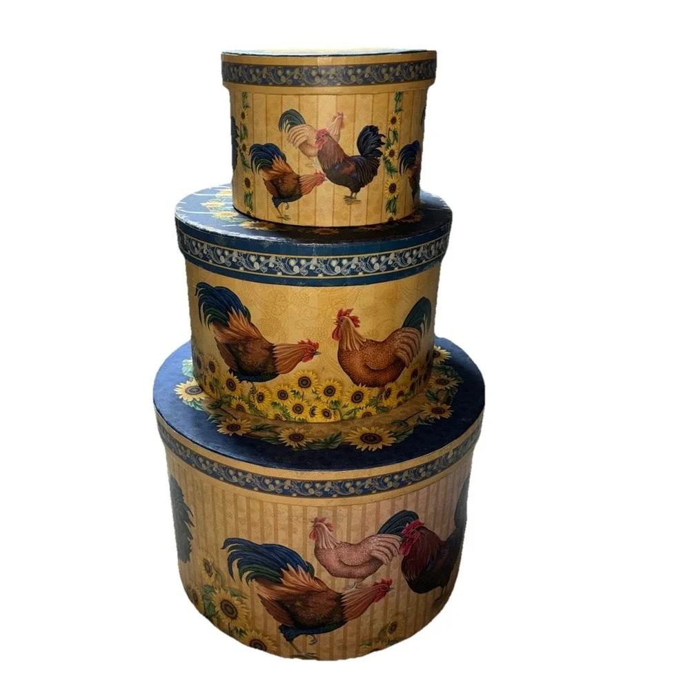 Sunrise Keepsake Box Set Gift Storage Hen Rooster Nesting Rustic Farmhouse (3)