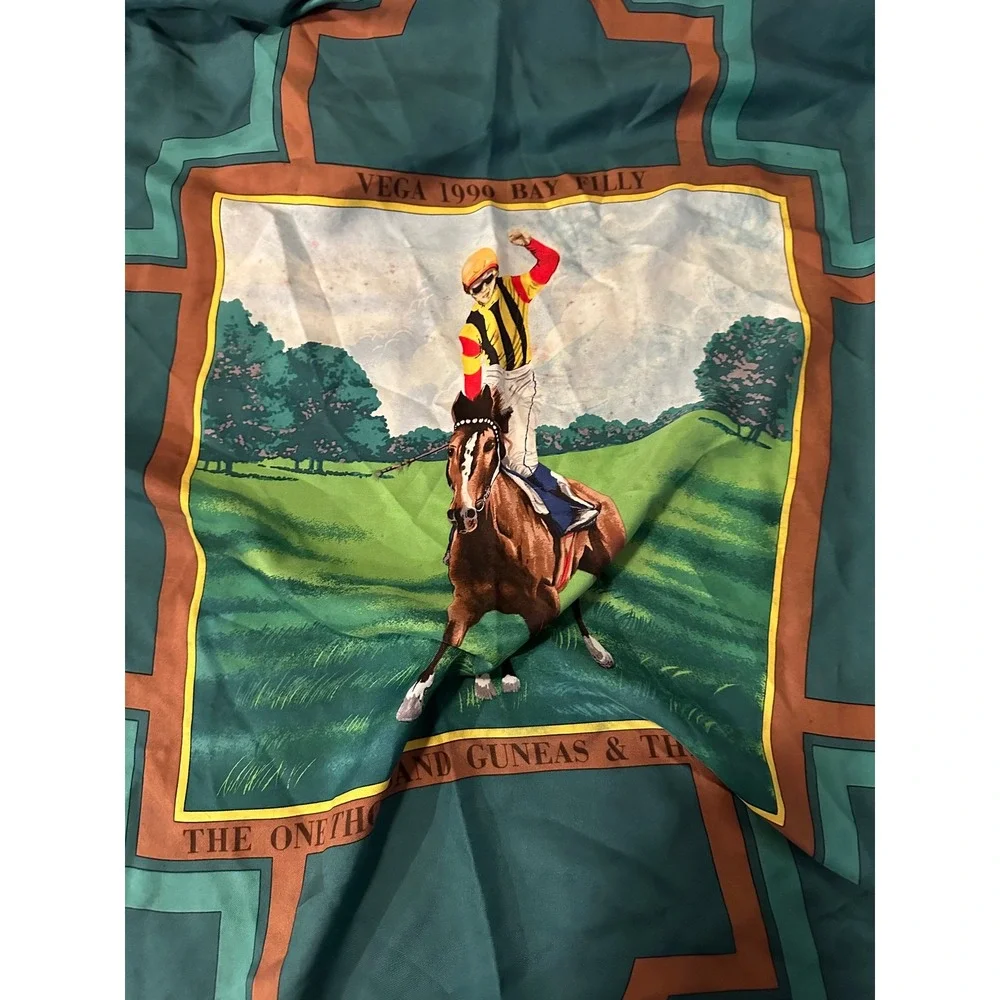Vintage 100% Silk Horse Racing Scarf Vega 1993 Japanese Filly Champion