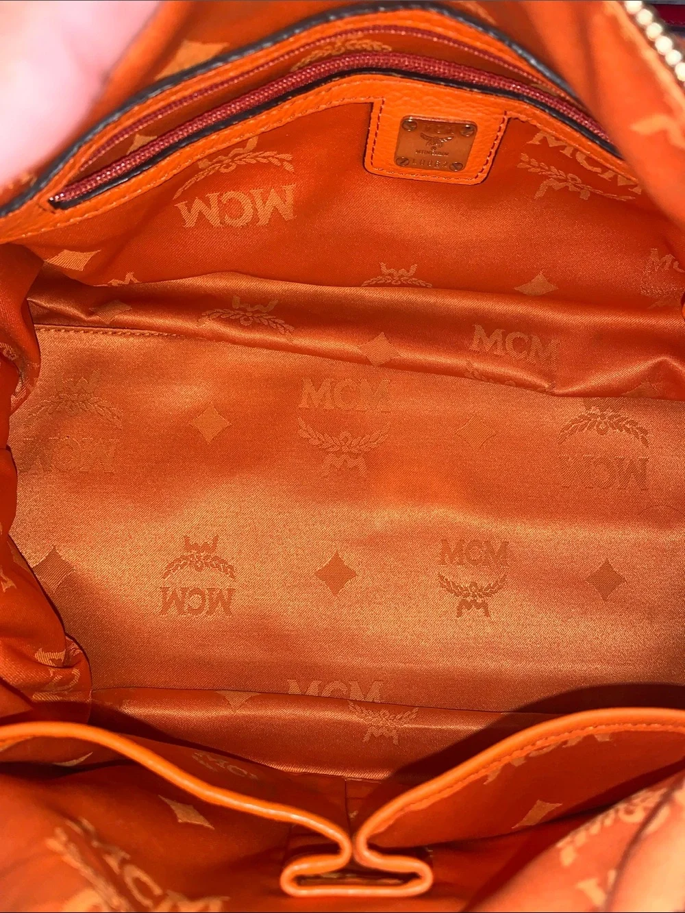 GUC MCM Orange Pebbled Leather Satchel