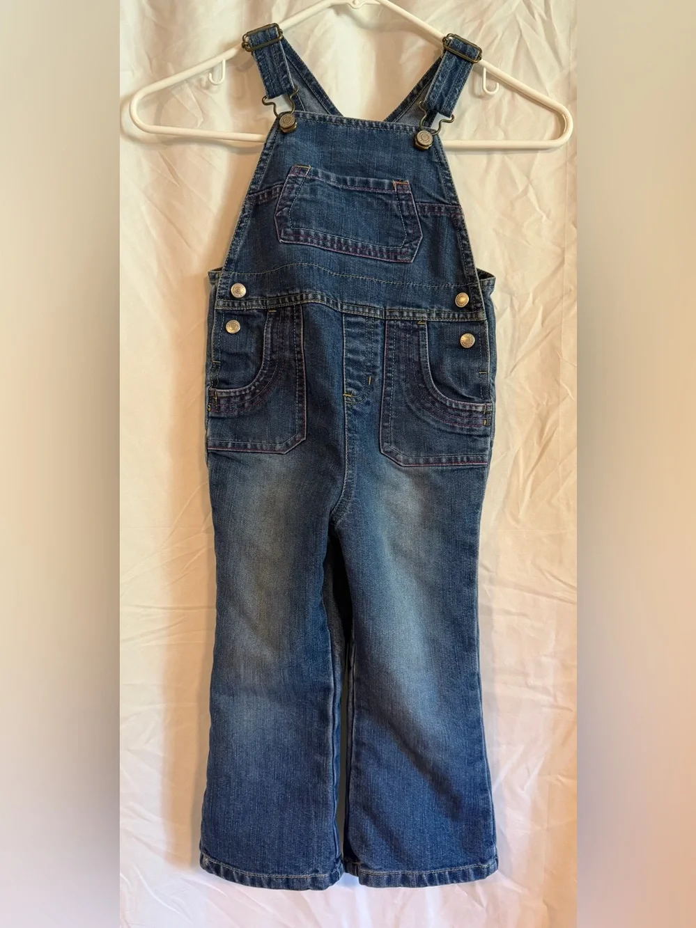 Old Navy Blue Denim Kids Overalls with Brass Hardware