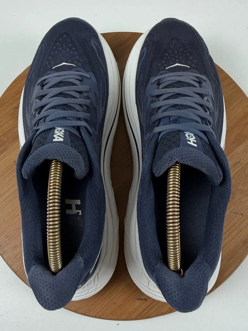 Hoka Clifton 10 Navy and White Cushioned Running Sneakers