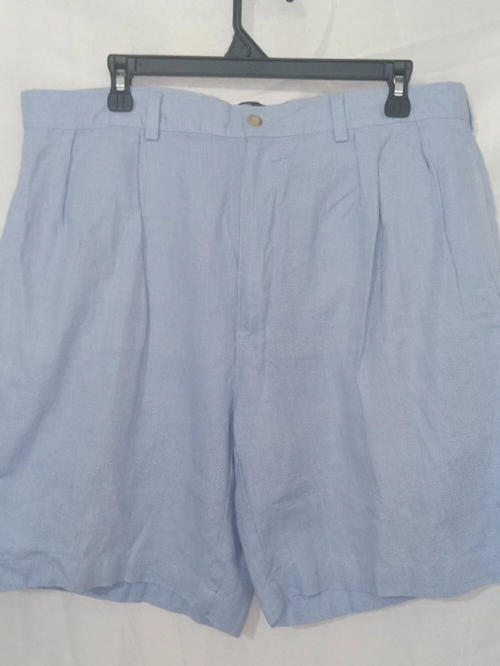 Vintage Polo Ralph Lauren Tyler Linen Shorts Men 38 Blue Pleated 100% Linen 90s