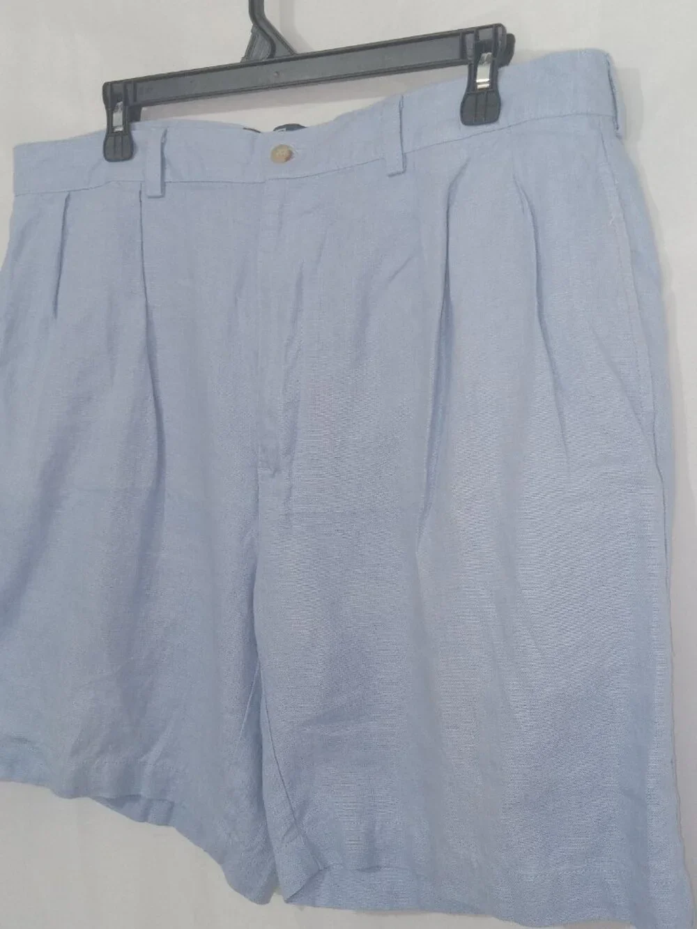 Vintage Polo Ralph Lauren Tyler Linen Shorts Men 38 Blue Pleated 100% Linen 90s