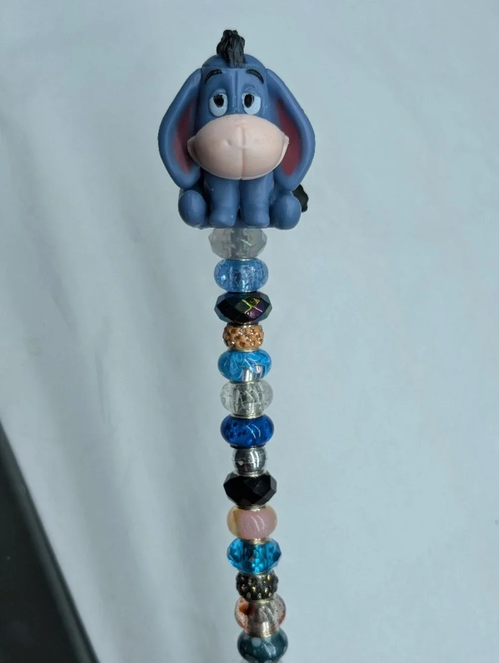 Hand Made Beaded Fairy Wand/Plant/Garden Stake W/Eeyore Topper