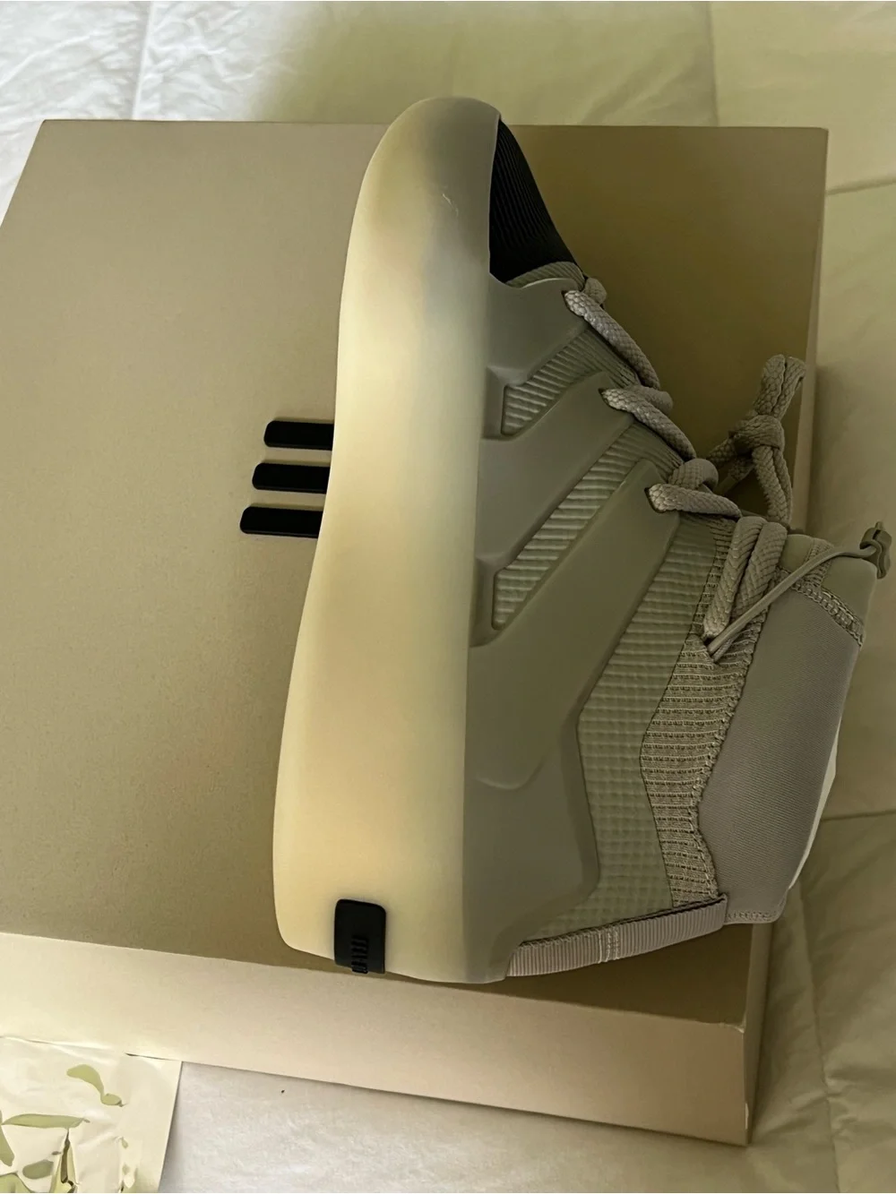 adidas x Fear of God White Sneakers with Black Logo Patch