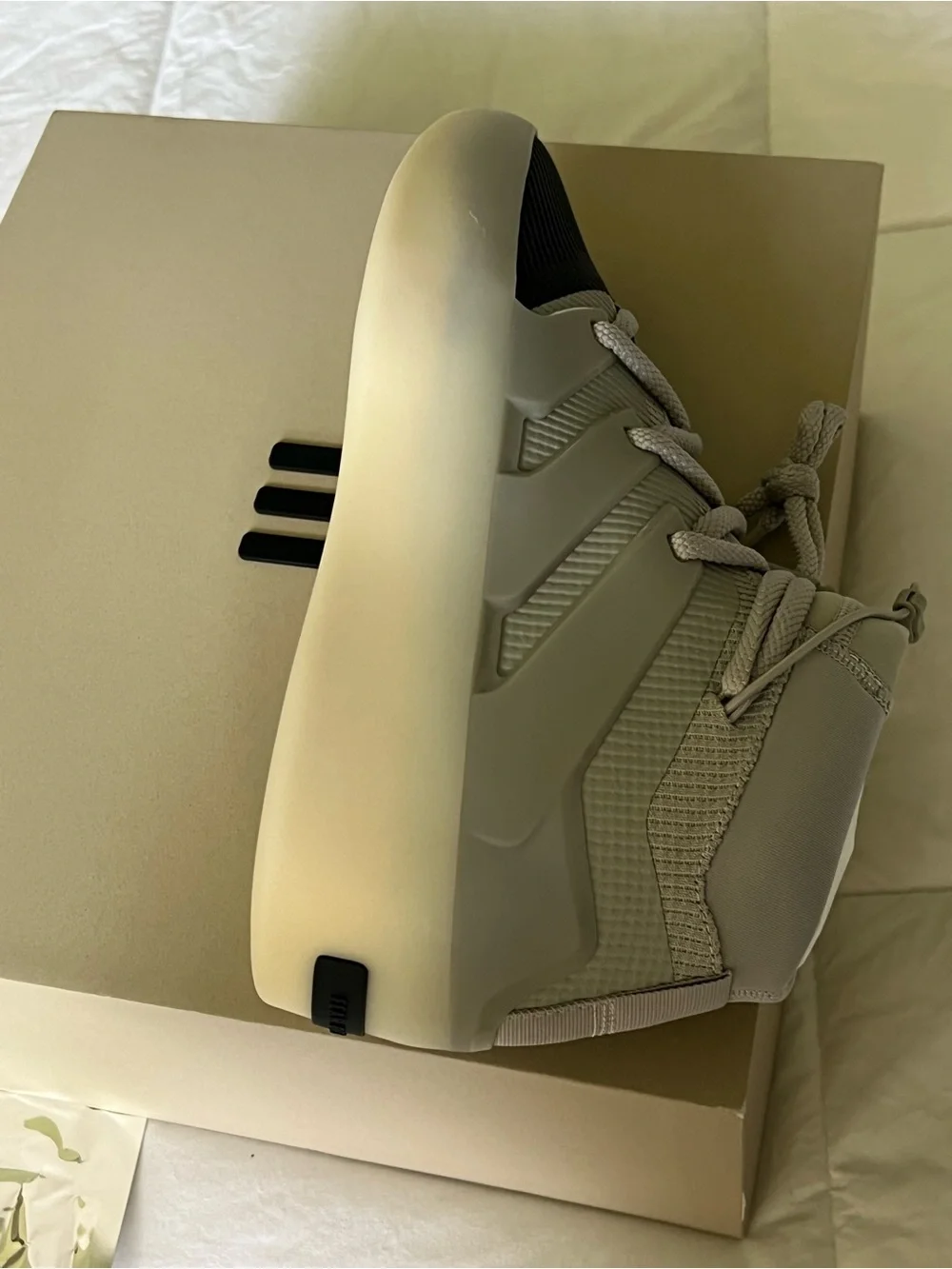 adidas x Fear of God White Sneakers with Black Logo Patch