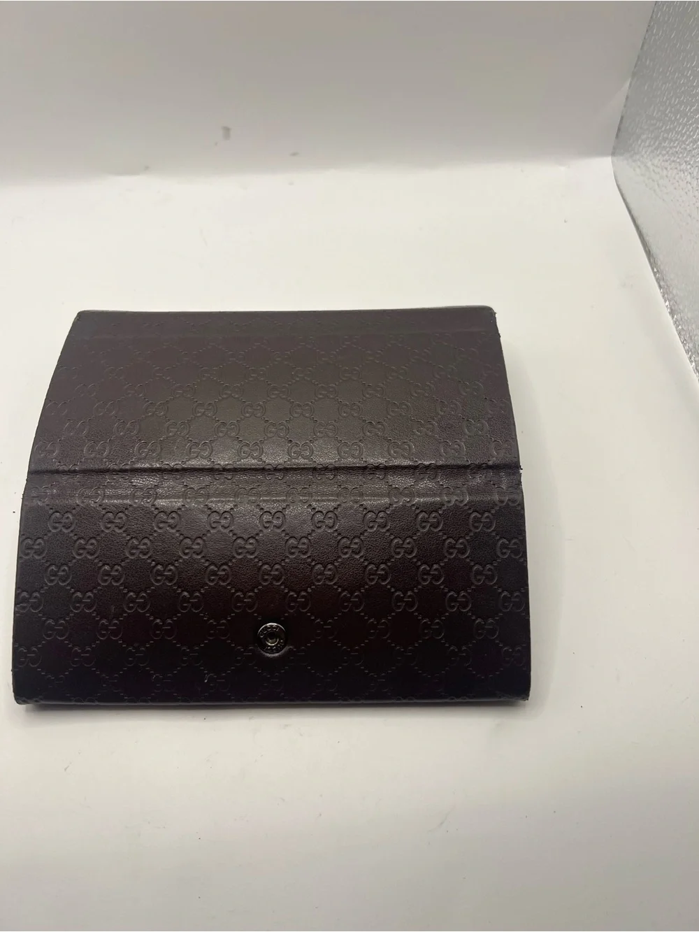 Gucci Brown  Embossed GG Leather Long Envelope sunglasses case
